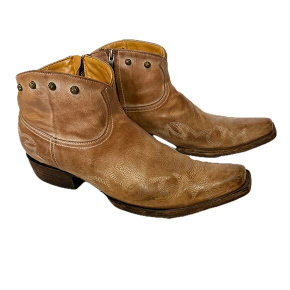 Old Gringo 2790 Yippee Ki Yay Tan Studded Ankle Cowboy Boots Men 11D - Picture 2 of 8
